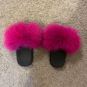 Pink fluffy slippers